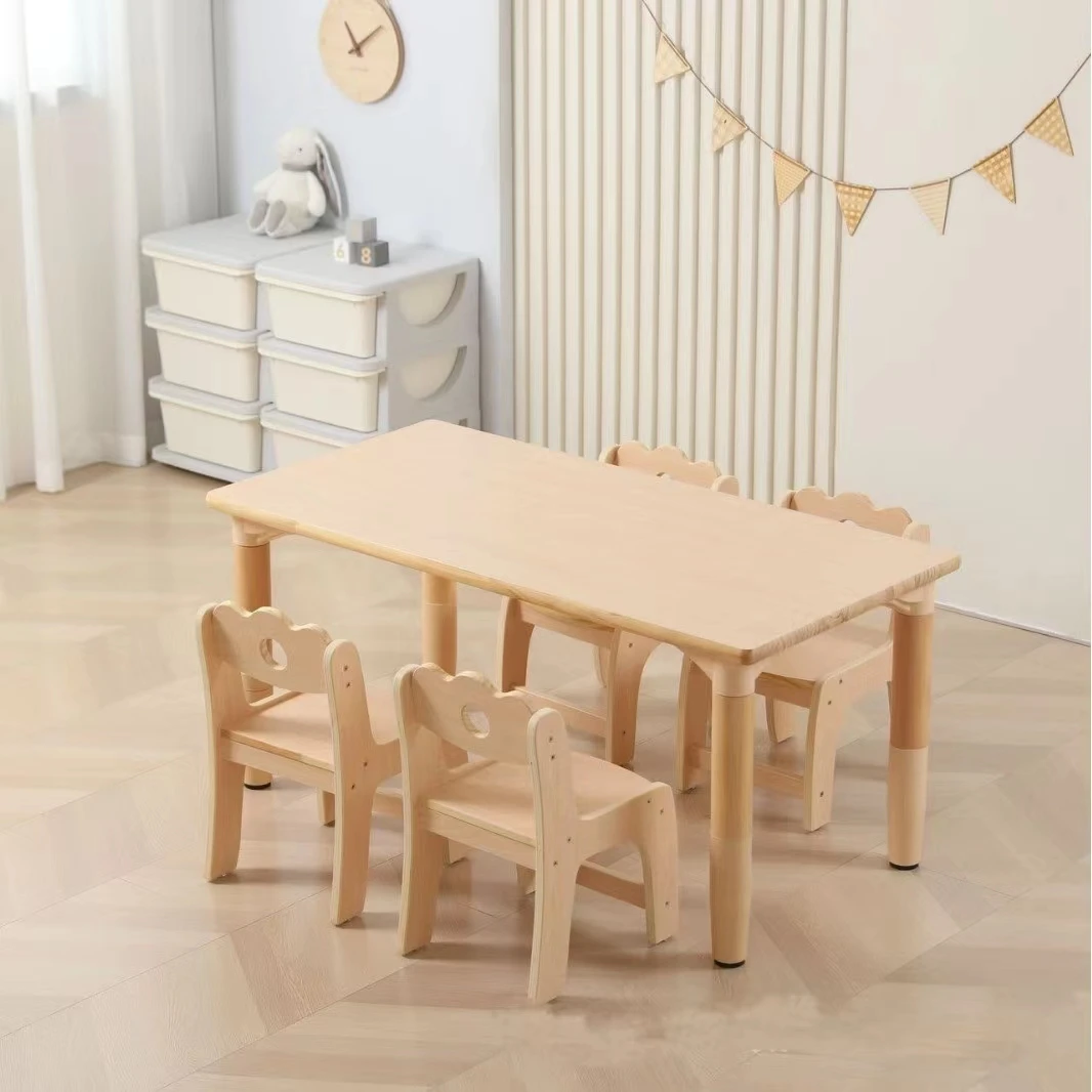 Hot sale kids montessori kindergarten wooden furniture study table and chair kids table and chairs sets