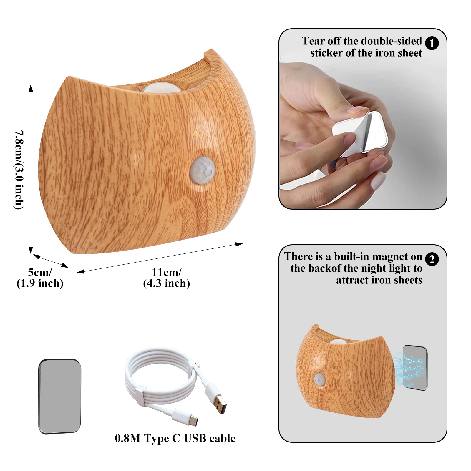 Lâmpada de parede inteligente sensor ativado luz do corredor usb tipo-c luz noturna ajustável jardim pátio lâmpada de parede atmosfera luz