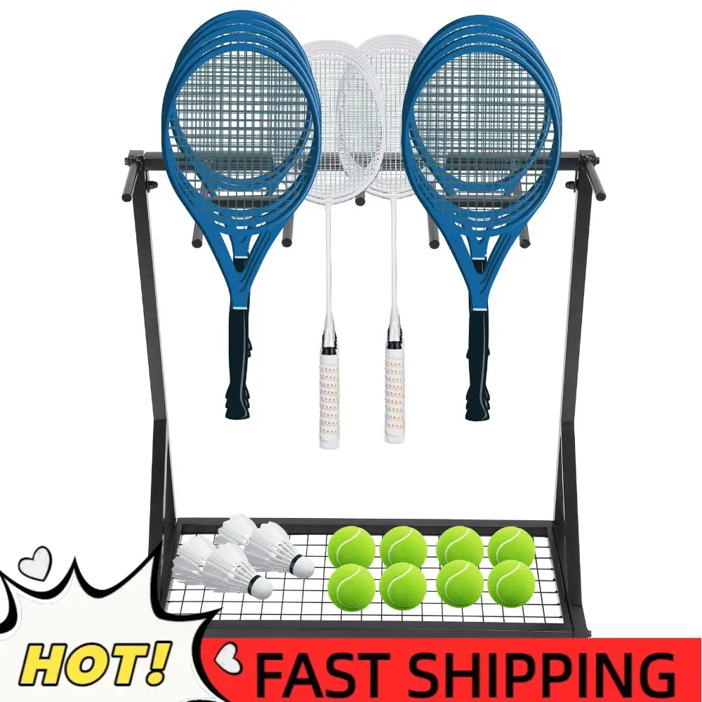 

Sports Racquet Storage Organizer Rack with Wheels Tennis Racket Storage Organizer Holder Rack for School/Gym/Training Ground