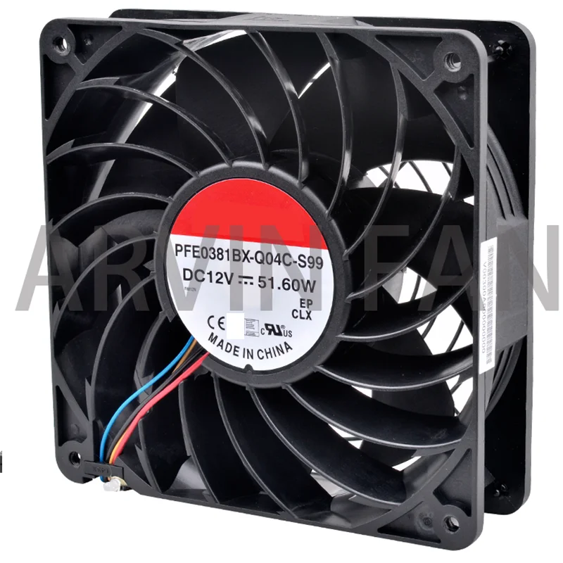 Ventilador de refrigeración de flujo de viento fuerte para servidor, PFE0381BX-Q04C-S99 Original, 14cm, 140mm, 140x140x38mm, DC12V, 51,60 W, nuevo