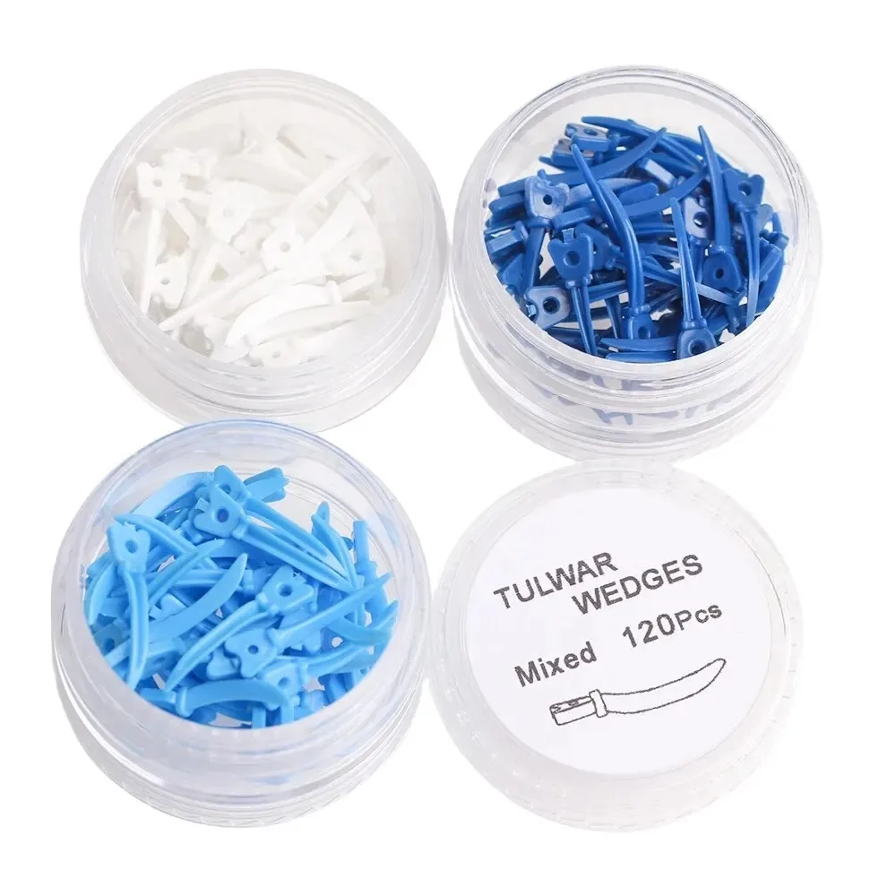 

40/120Pcs Dental Tulwar Wedges Disposable Sectional Matrix System Plastic Refill Tooth Gap Wedge With Hole Dentistry Material