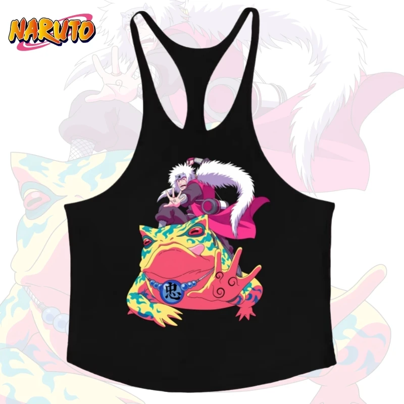 Men's Gym Stringer Vest, Naruto Jiraiya Graphic Tank Top, Quick-Dry Sleeveless Sweatshirt for Fitness Bodybuilding Workouts
