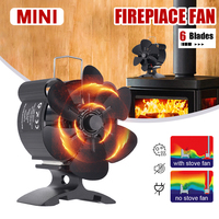 6 Blades Mini New Fireplace Fan Heat Powered Ursiform Stove Fan Wood Log Burner Eco Heater Home Efficient Heat Distribute