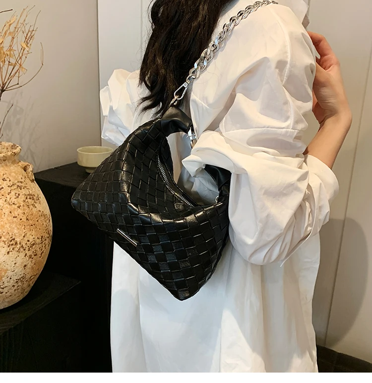 Trendy Designer Woven Totes Hobos Shoulder Crossbody Bag for Women Casual Handbag and Purses 2024 New Ladies Messenger Bags