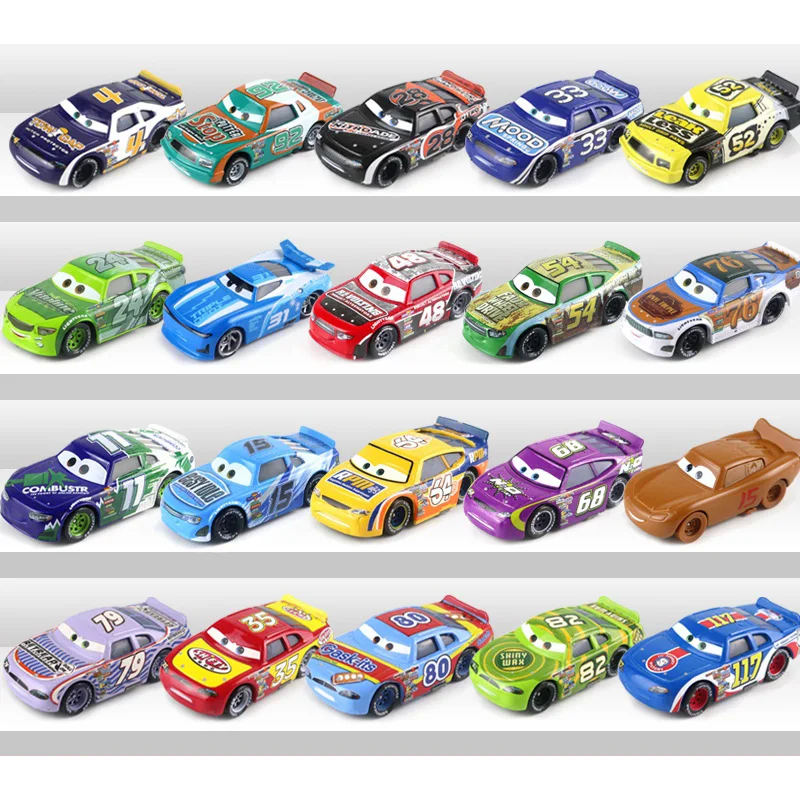 Disney-coches Pixar de aleación de Metal fundido a presión, modelo de coche Lightning McQueen, Número 4, 19.28.36.51 101, regalo de juguete de carreras, todos los estilos