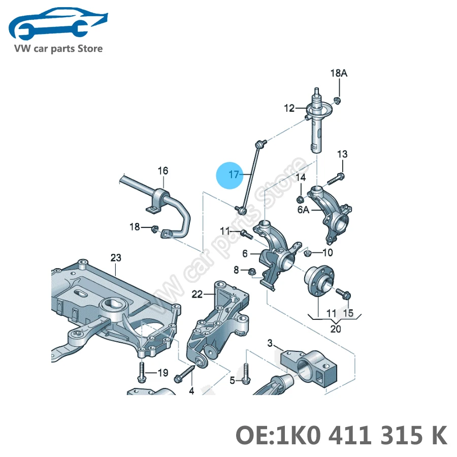 1K0411315K Balance bar Connecting rod Suspension ball joint For VW Golf Passat B7 CC Tiguan Sciricco Golf MK5MK6 GTI 1K0 411 315