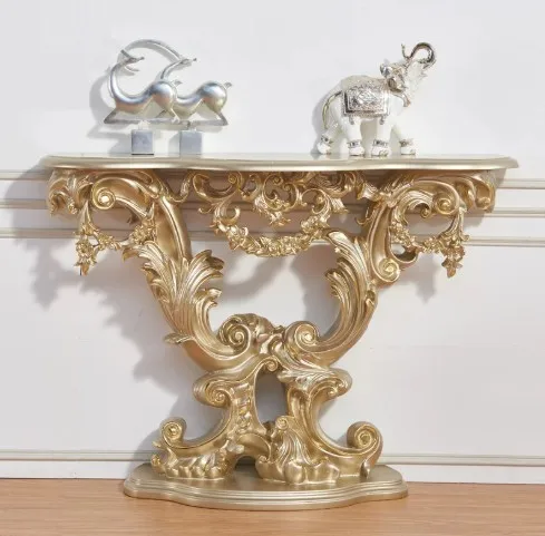 European Entrance Table French Villa Pastoral Entrance End View Table Against the Wall Side Cabinet Semicircular Corridor Table