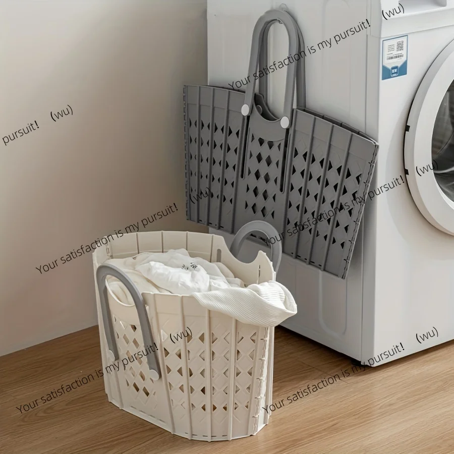 Bohemian-style foldable laundry basket with handle - wall-mounted, multi-purpose storage basket.