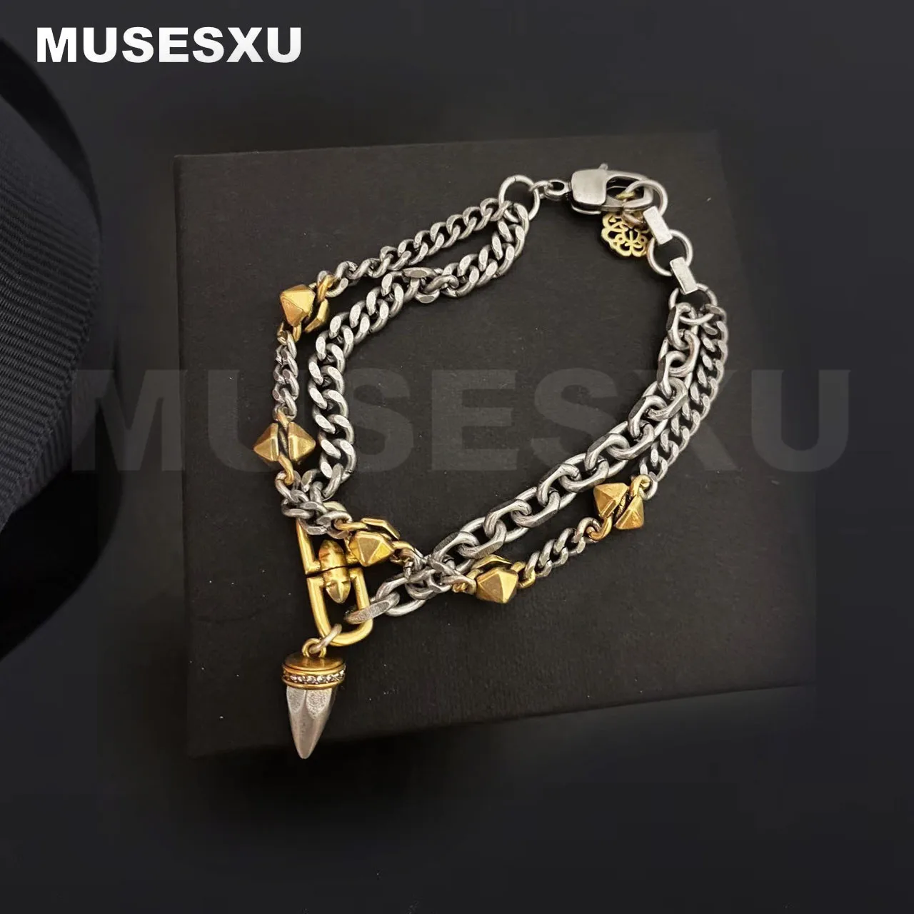 

Jewelry & Accessories Golden Willow Nail Bullet Double Chain Bracelet For Woman's & Man's Party Gifts