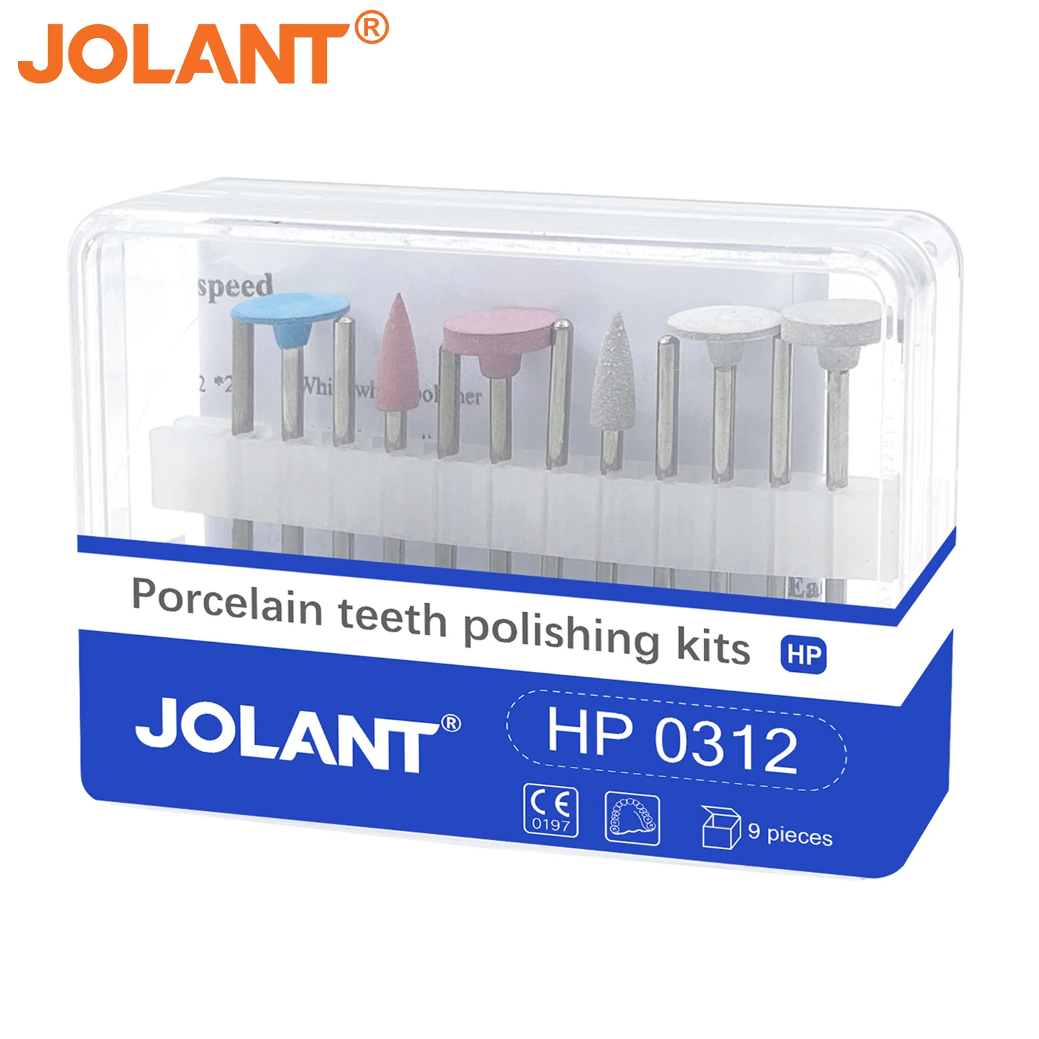 

12pcs/Box JOLANT Dental Silicone Polishers HP0312 Dental Porcelain Restoration Set Teeth Polishing Kits for Low Speed Handpiece