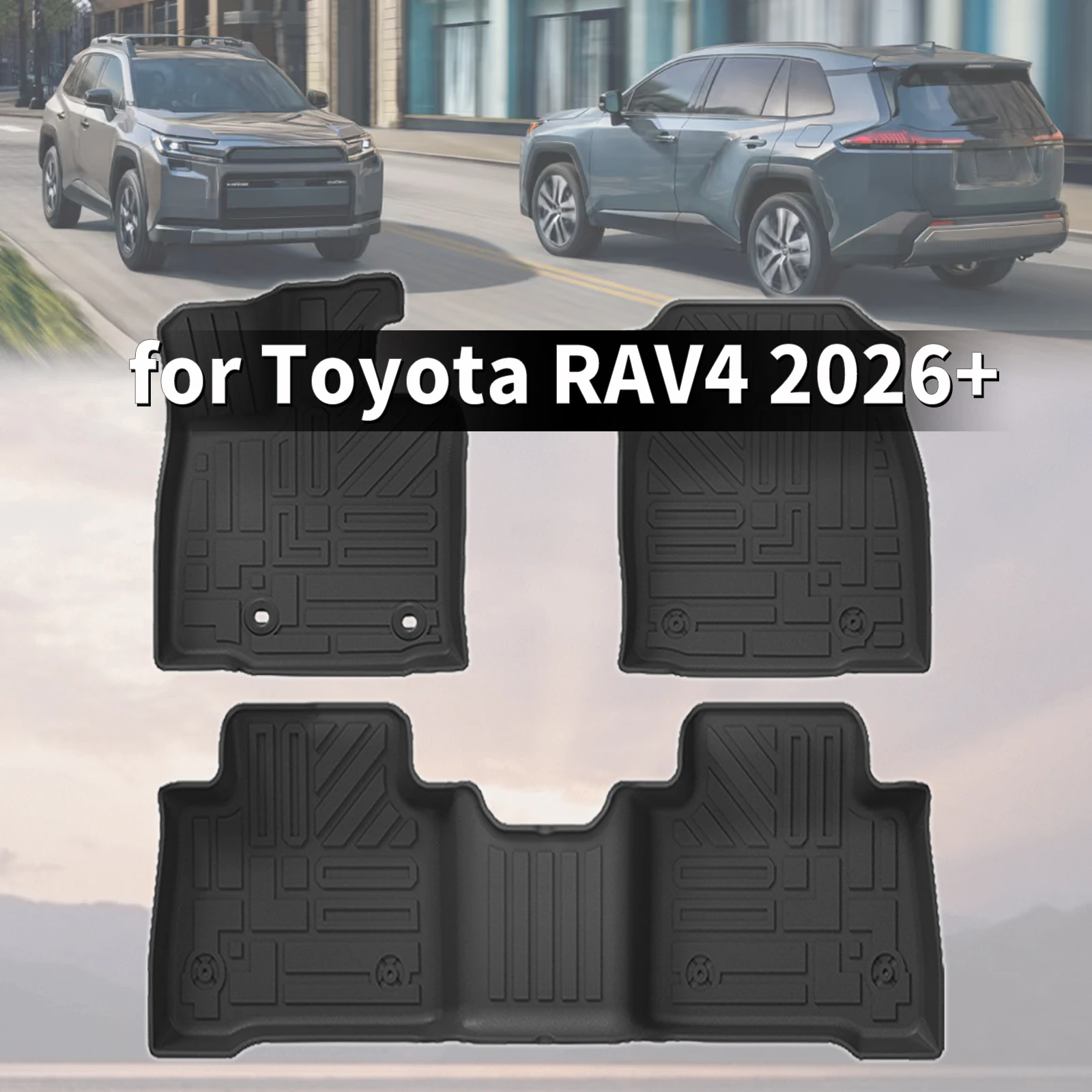 for Toyota RAV4 2026 2027 High Elasticity TPE Car Floor Mats Pad Wear-Resistant Easy Clean Maintenance Car Accessories