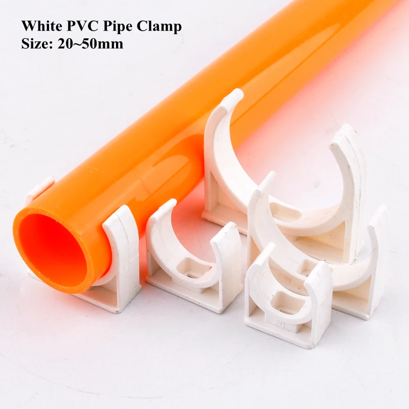 2~50pcs 20~50mm White PVC Pipe Clamp Water Supply Garden Irrigation Water Tube Clip Pipe Fixing Joint Aquarium Fish Tank Adapter