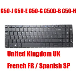 Reino Unido FR Teclado Do Portátil Para Dynabook Para Satellite Pro C50-J C50-E C50-G C50D-B C50-H Francês Reino Unido Preto Novo