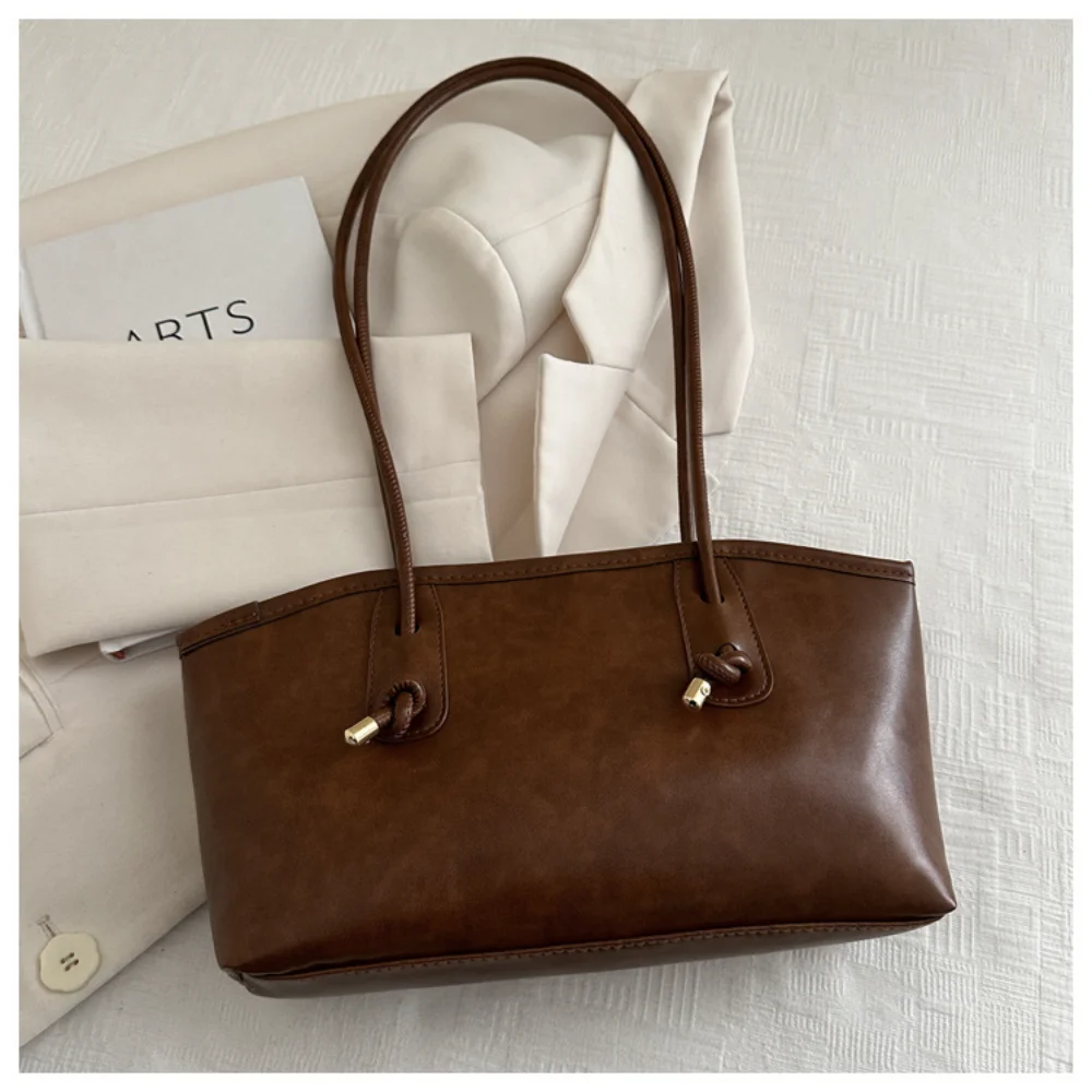 

Pu Leather Shoulder Bag Trendy Large Capacity Tote Simple Fashion Handbag Stylish Female Handbag For Daily Use Outdoor Shopping