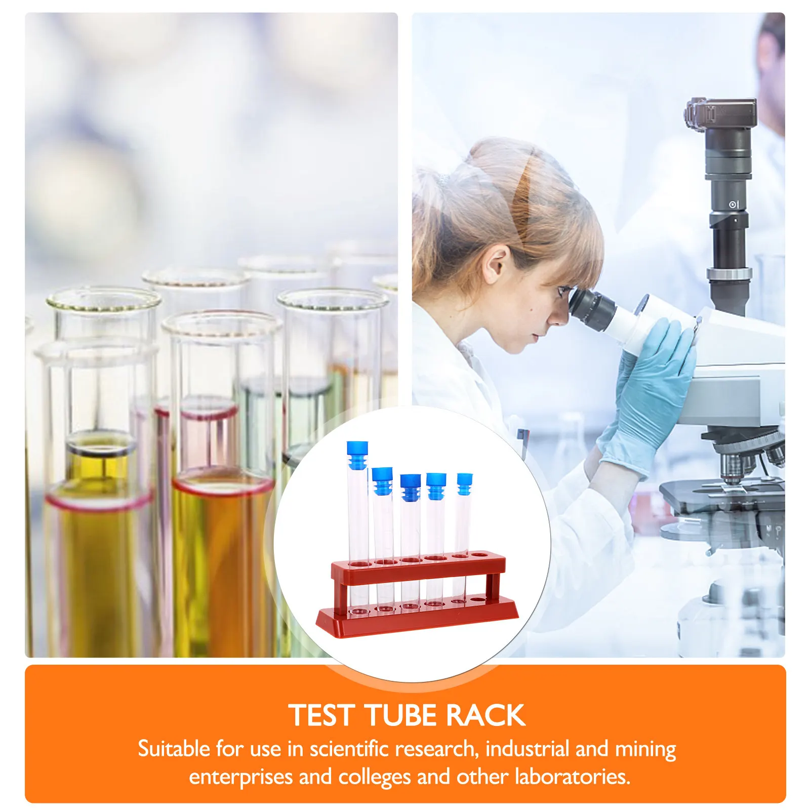 5Pcs Test Tube Rack Set Clear Plastic Test Tubes Leakproof Lids Laboratory Experiment Small Transparent Tubs for Liquids view 5