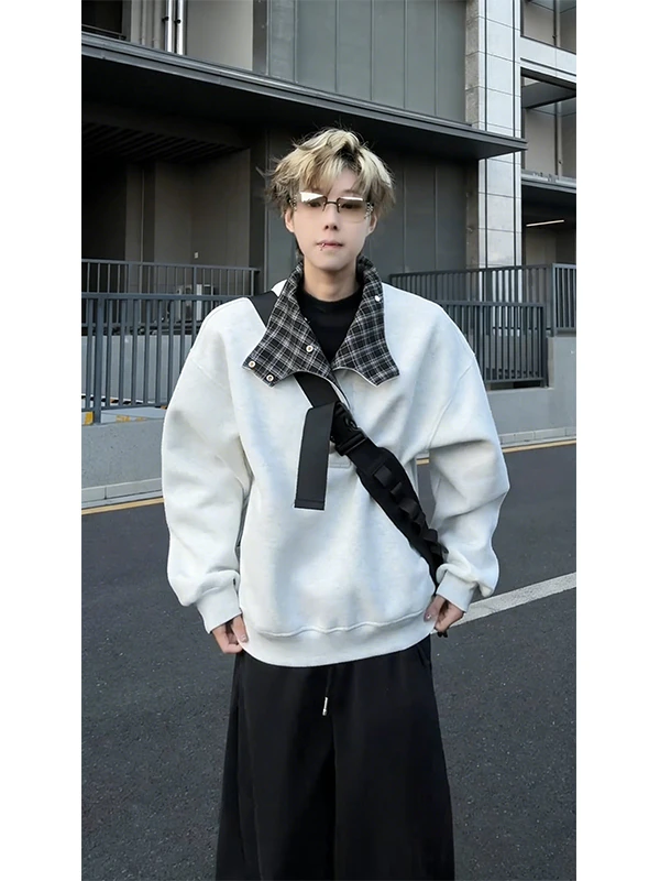 American Sle Heavyweight Button up Stand Collar Men's Sweatirt Autumn Winter f Open Front Hard And Stiff Base irt Ja...