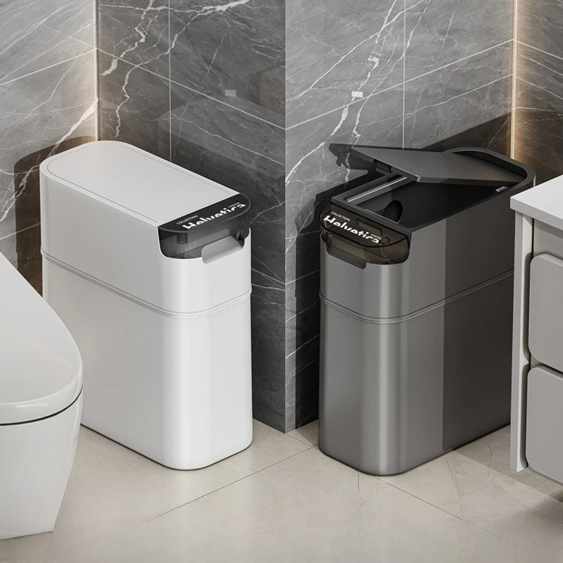 

The Narrow Slit Waste Bins Large-capacity Household Garbage Storage Kitchens Waste Bins Press and Flap Lid Home Spazzatura JTW