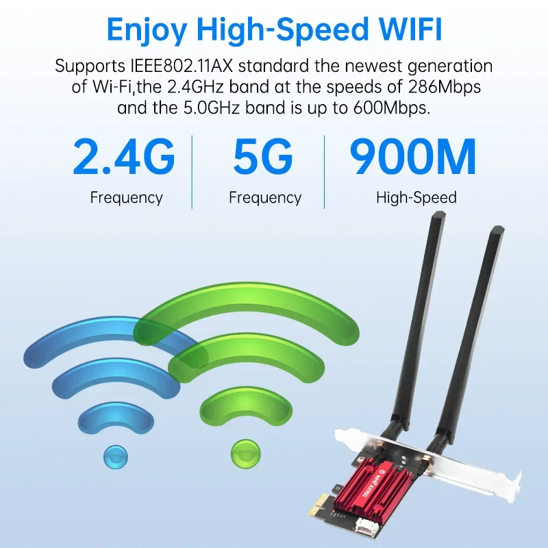 FENVI AX900 WiFi 6 PCI-E Wireless Adapter Bluetooth 5.4 Dual Band 2.4G/5GHz 900Mbps WiFi6 Network Card for Desktop PC Win 10/11