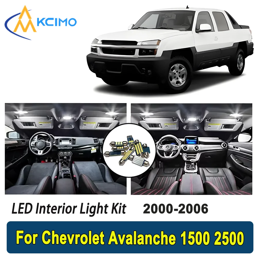 

Kcimo LED For Chevrolet Avalanche 1500 2500 (2000-2006) Premium Bright LED Interior Dome Map Trunk Light Kit New Car Led Lamps