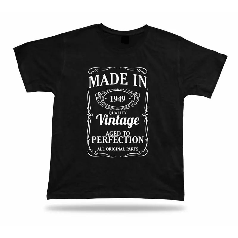 

Printed T shirt tee Made in 1949 happy birthday present gift idea unisex