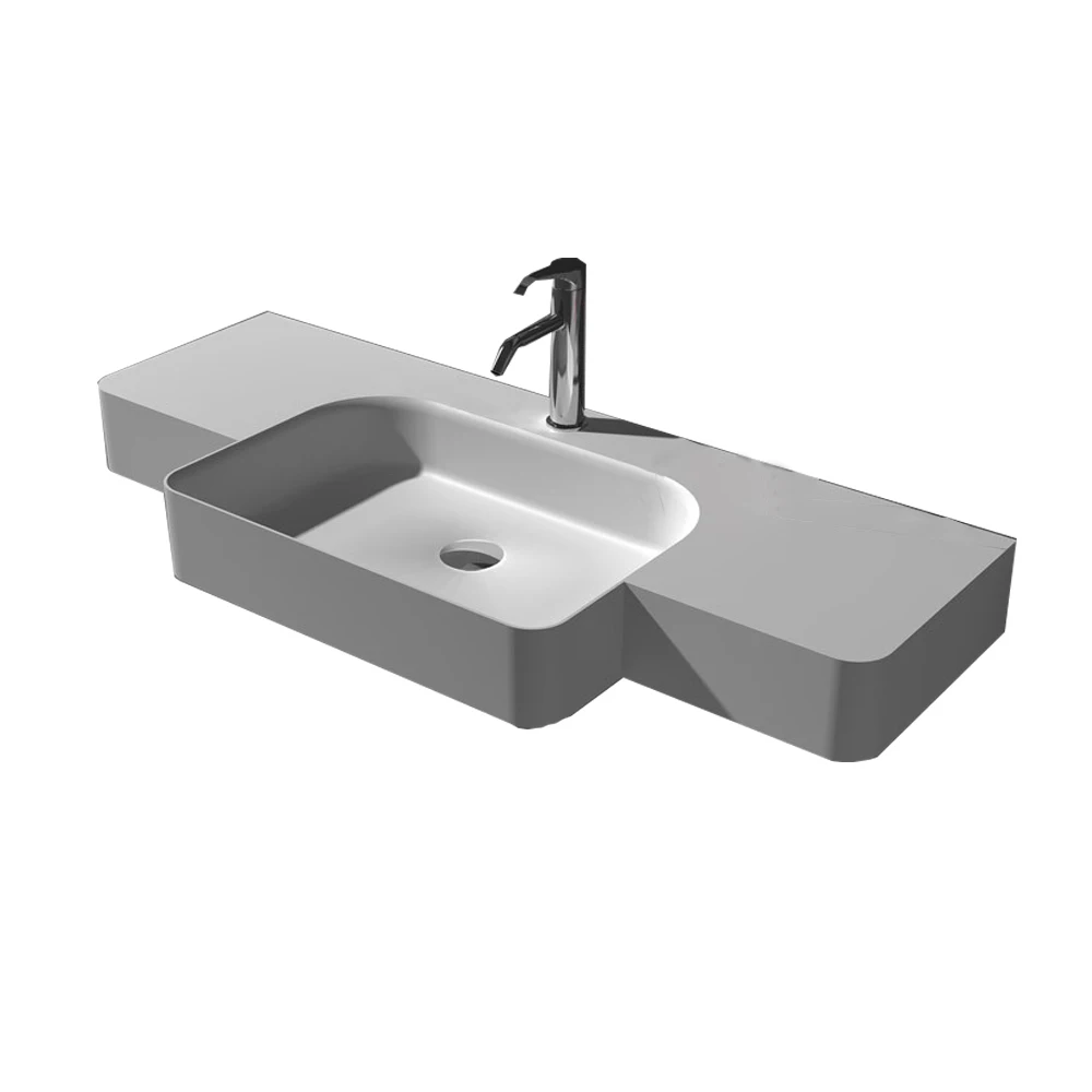 

Bathroom Rectangular Solid Surface Stone Wall Hung Wash Basin Corian Vanity Sink RS38189-1250