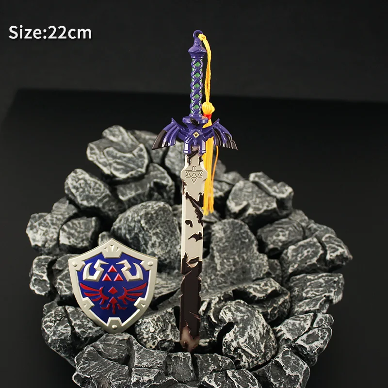 The Hyrule Fantasy Weapon Hero Link Master Sword Keychain Shield Model Toy Anime Game Periphery 22cm Sword Gifts Toys for Boys