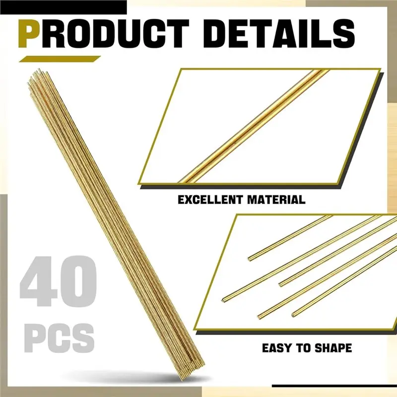AT63-Brass Rods 1.5 Mm 42 Pieces For DIY Craft Forging Handles Drift Punches Lathe Copper Alloy Solid Welding Brazing