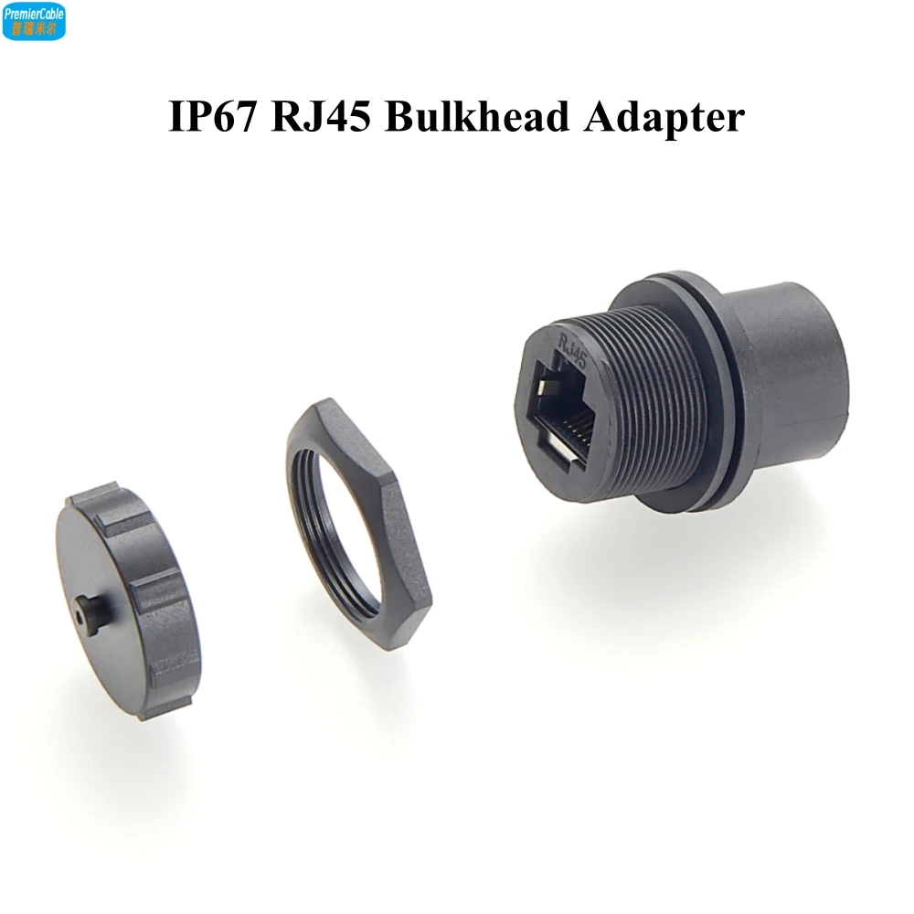 IP67 RJ45 Bulkhead Panel Mount Coupler Feed-Thru Female to Female Shielded Connector Ethernet LAN Pass Through Waterproof Adapte