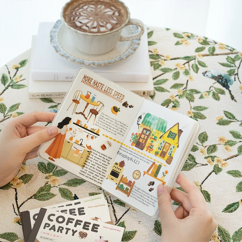 Journal GO 12pcs Coffee Party PET Stickers DIY Scrapbooking Collage Junk Journal Planner Card Decor Stationery Craft Decals