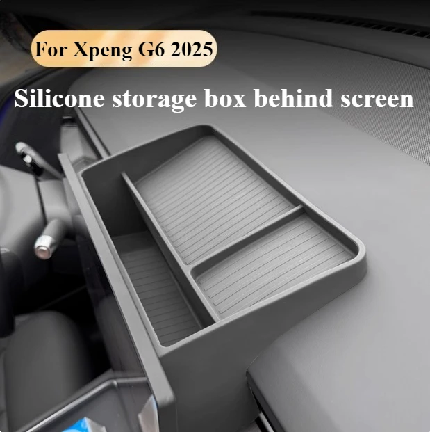for Xpeng G6 2025 Dashboard Storage Tray Car Display Screen Rear Silicone Storage Box Tray Organizer Accessories