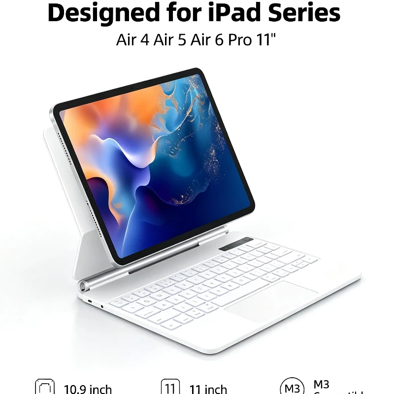 Slim Pogo Pin Smart Keyboard Cover Trackpad for iPad Air 11 M3 iPad Air6 2024 iPad Air 4 Air5 10.9 iPad Pro 11 Tablet Protective