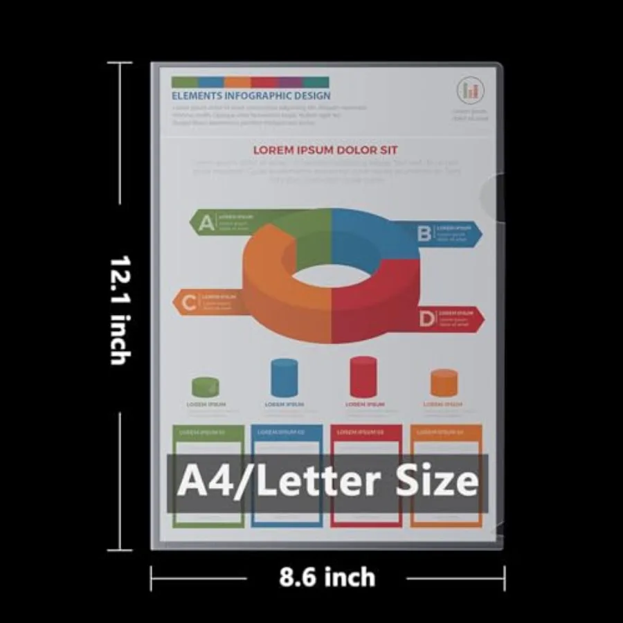 24 عبوة من أوعية المشروع من مجلدات المستندات البلاستيكية الشفافة لحجم الحروف وأوراق A4 وأكمام شفافة #2