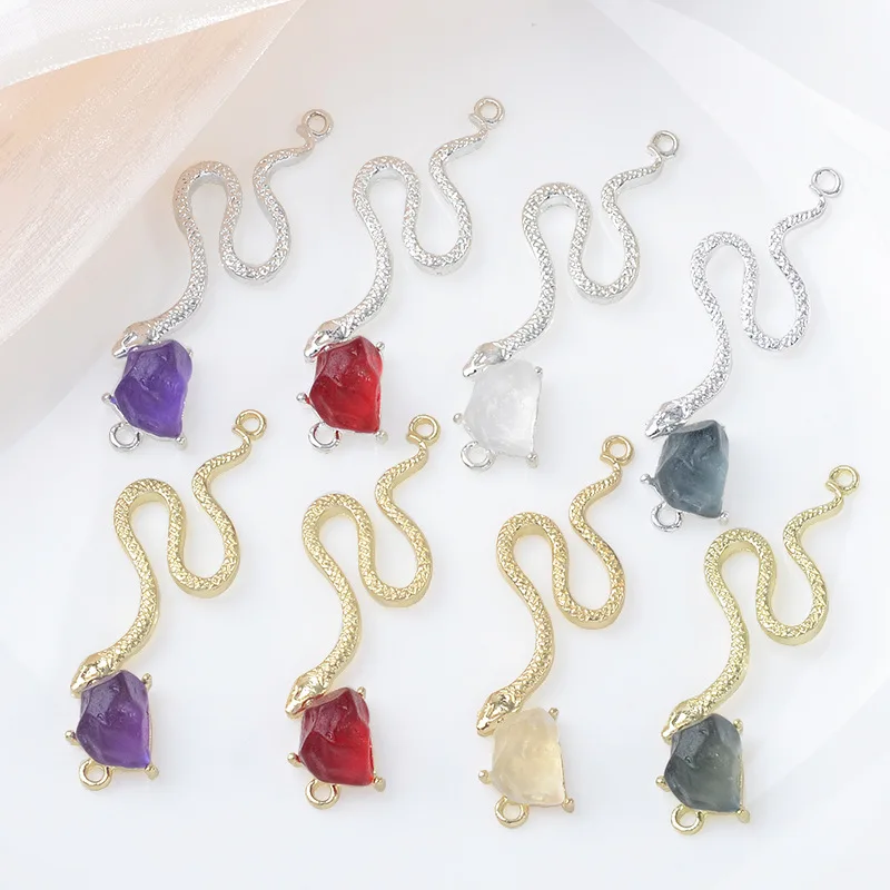 30pcs 18*54mm Gold/silver color Zinc Alloy Crystal snake connector Charms Branch Charm For Wedding DIY Handmade Hair Accessories