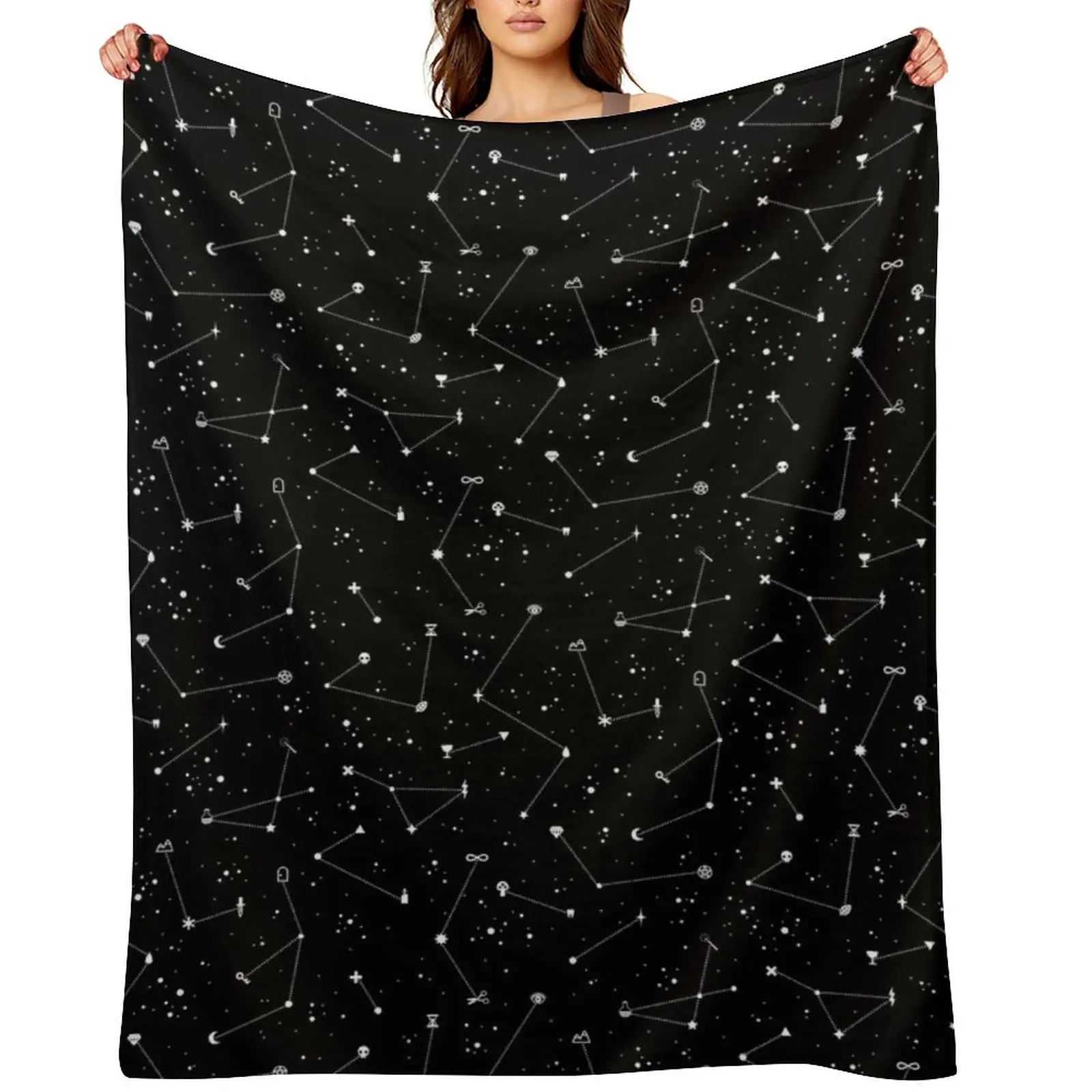 

Constellations (Black) Throw Blanket Single Personalized Gift decorative Blankets