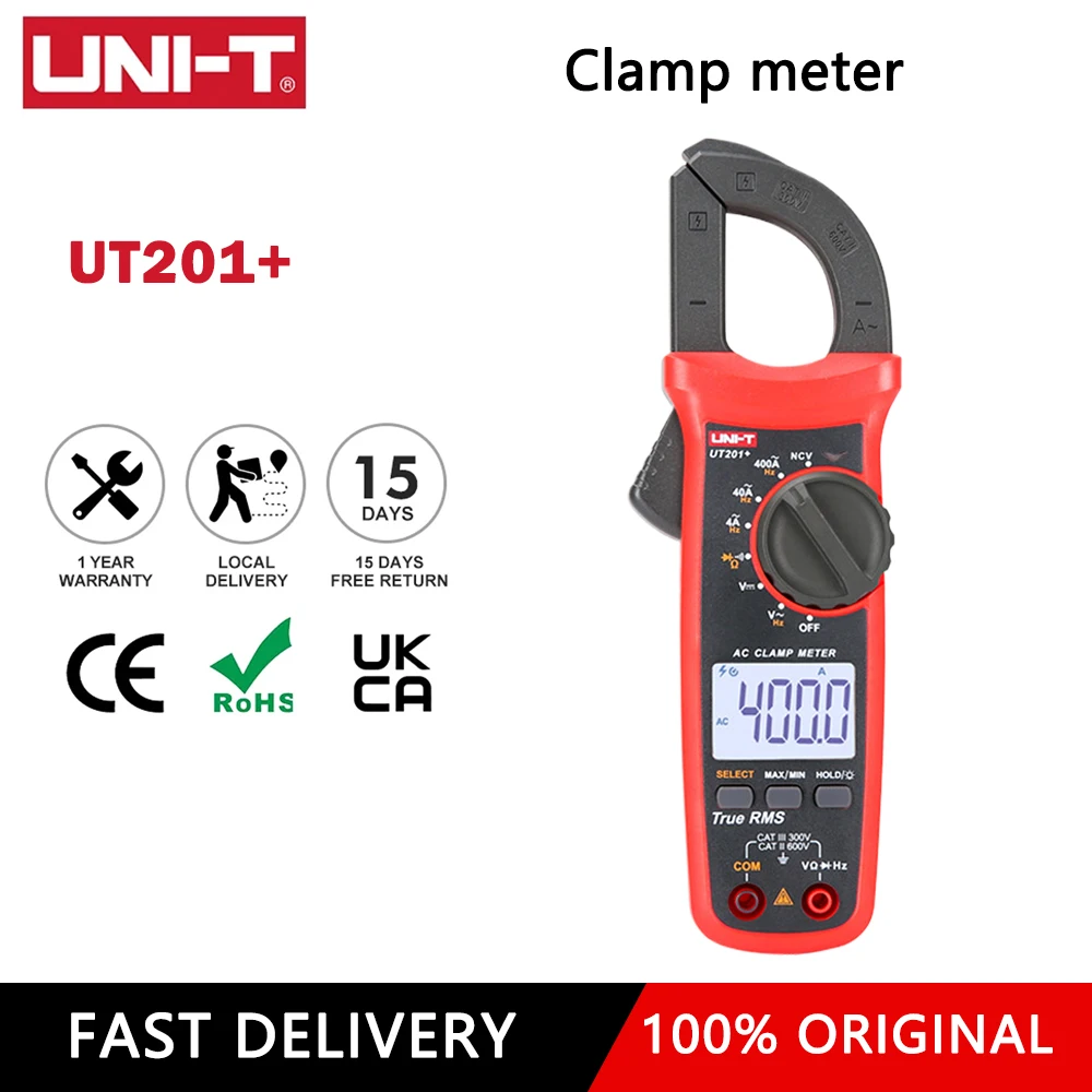 Clamp Meter Tester With NCV Detection CAT III 600V Certification Temperature Including Thermocouples