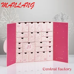 Custom  Custom logo printing empty beauty packaging gift 25 days makeup advent calendar box