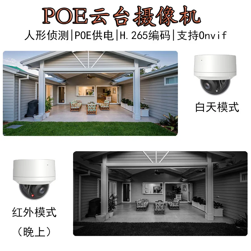 2.5 inch 5x zoom hemisphere POE monitor IP webcam PTZ gimbal control infrared night vision