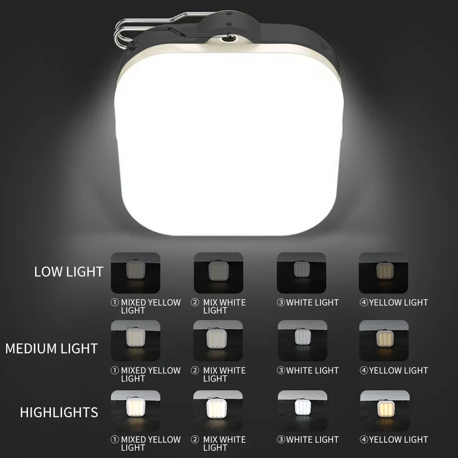 C5 Rechargeable Pocket Lantern Mini Portable LED Light USB Outdoor Emergency Waterproof Tent Light Digital Display & Hook Design