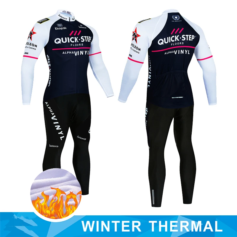 QUICK STEP Winter Thermal Fleece Cycling Jersey Set Maillot Ropa Ciclismo Keep Warm MTB Bike Wear Bicycle Clothing Cycling Set