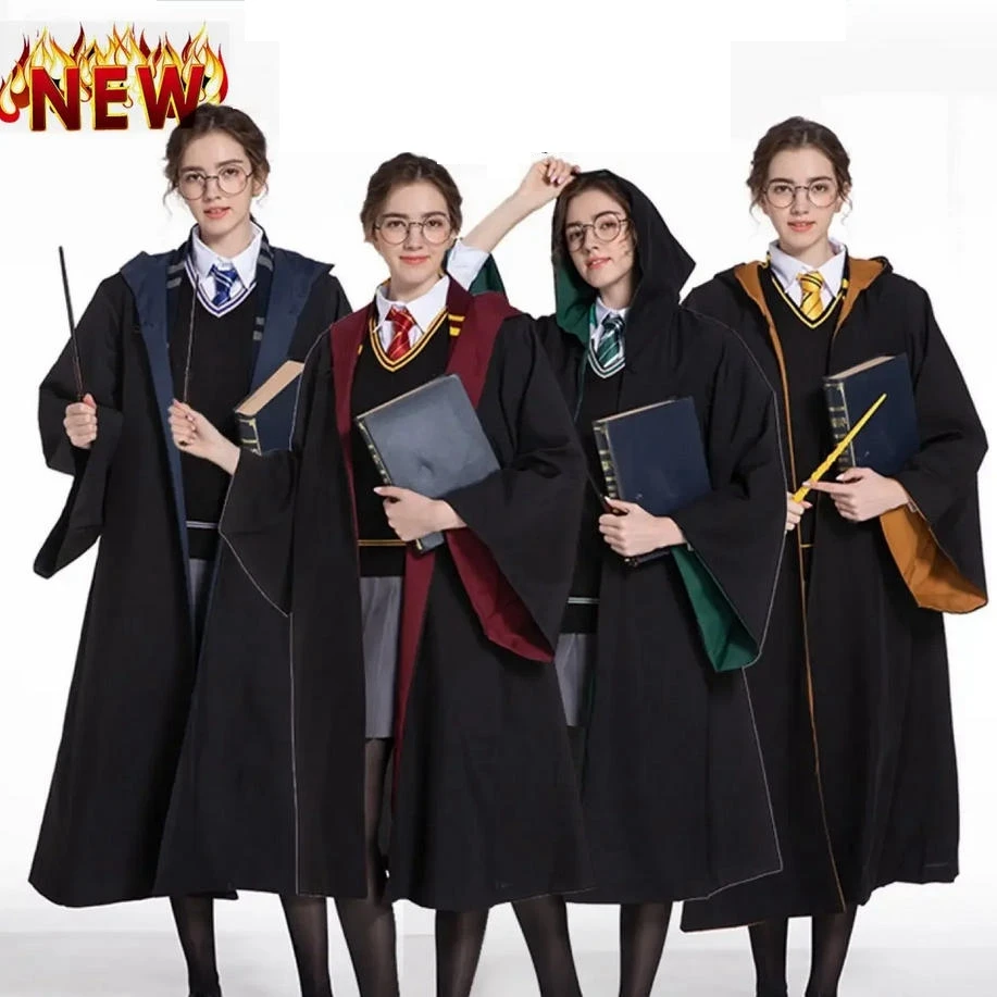 Capa Hermione Stie, Slytherin Ravenclaw Hufflepuff, Robes Longos de Potter, Cosplay para Crianças e Adultos, Acessórios de Fantasia de Potter, Presentes