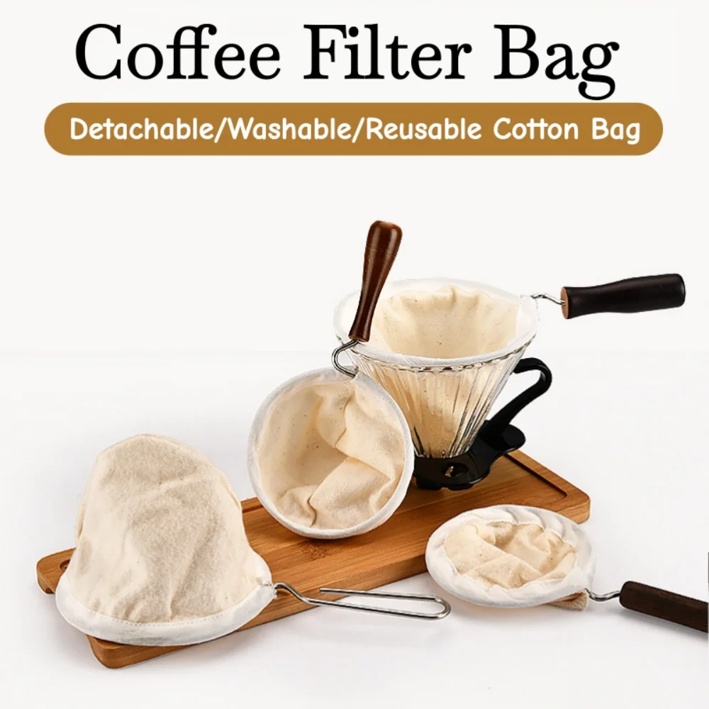 1/2pcs Coffee Filter Bag With Handle Reusable Flannel Filter Cloth Drip Filter Net for Hand Brewing Cafe Tea Home Filtering Tool