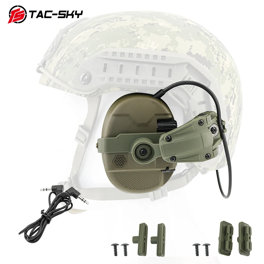 TS TAC-SKY Tactical Active Noise Cancelling Shooting Headset with ARC Rail/Gel Earpads Sound Amplification for Airsoft Hunting