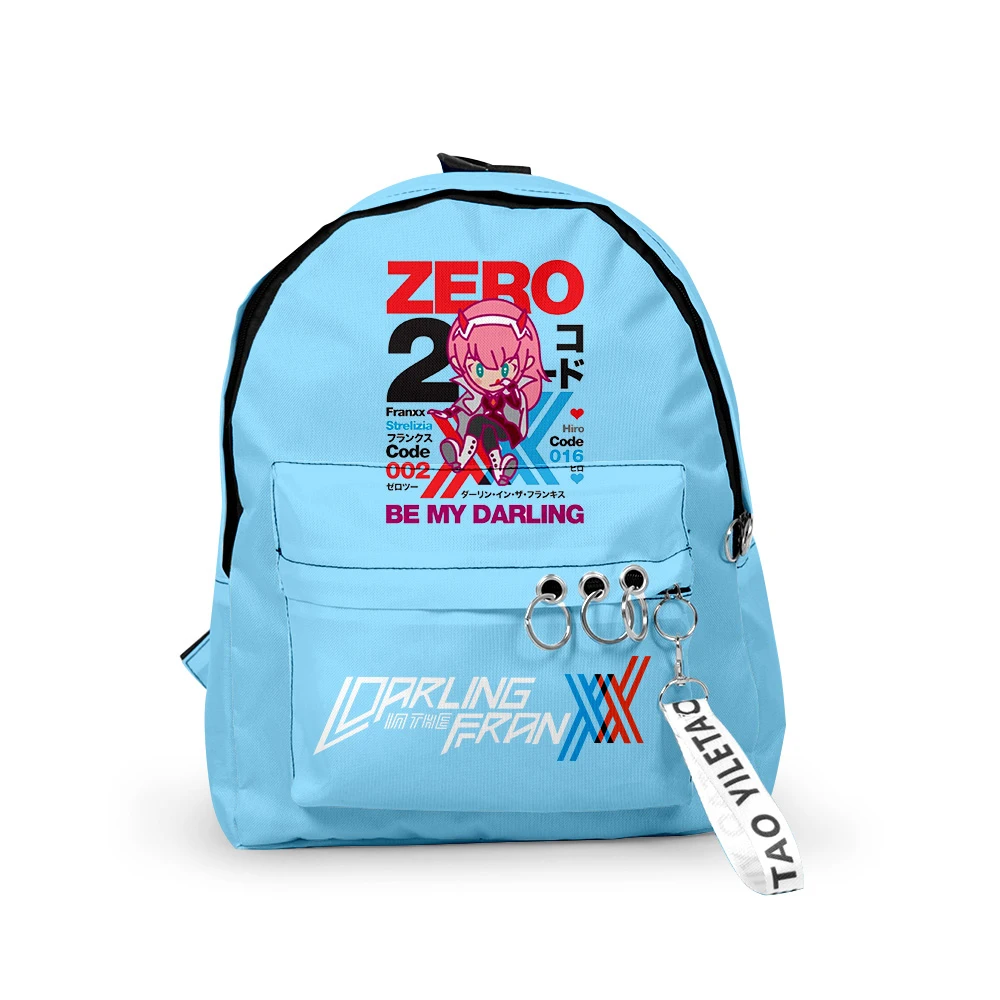 

Harajuku Darling In The Franxx Backpacks Boys/Girls pupil School Bags 3D Print Keychains Oxford Waterproof Cute Small Backpacks