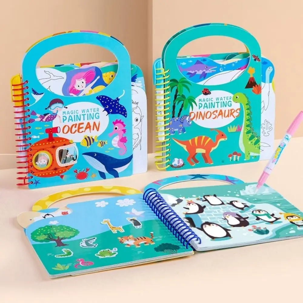 Reusable Magic Coloring Book DIY Coloring Sensory Play Magic Drawing Book With Pen Water Coloring Book Early Education