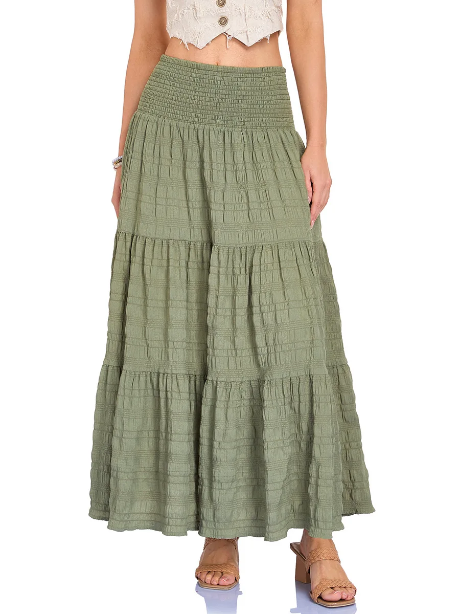 roupas feminina Women's High Elasticity Waist Skirt 2026 Three Section Pocket Long Skirt Fashionable Women's Clothing