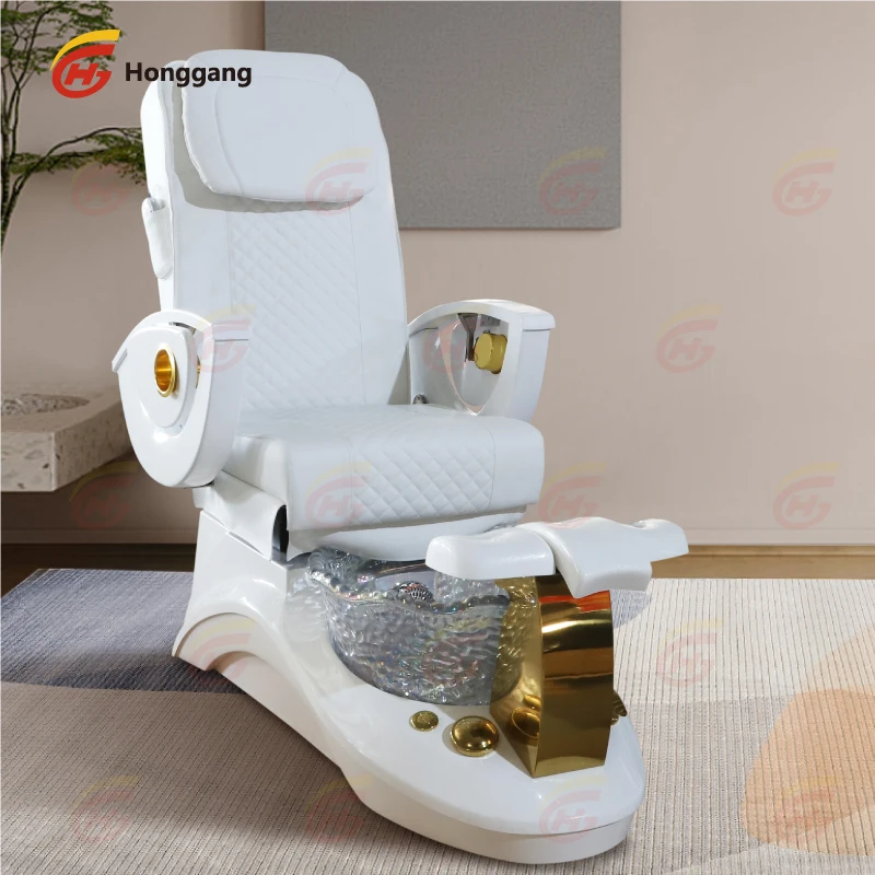 

Customizable Logo Luxury Professional Whale White Electric Magnet Jet Spa Pedicure Chair with Footbath
