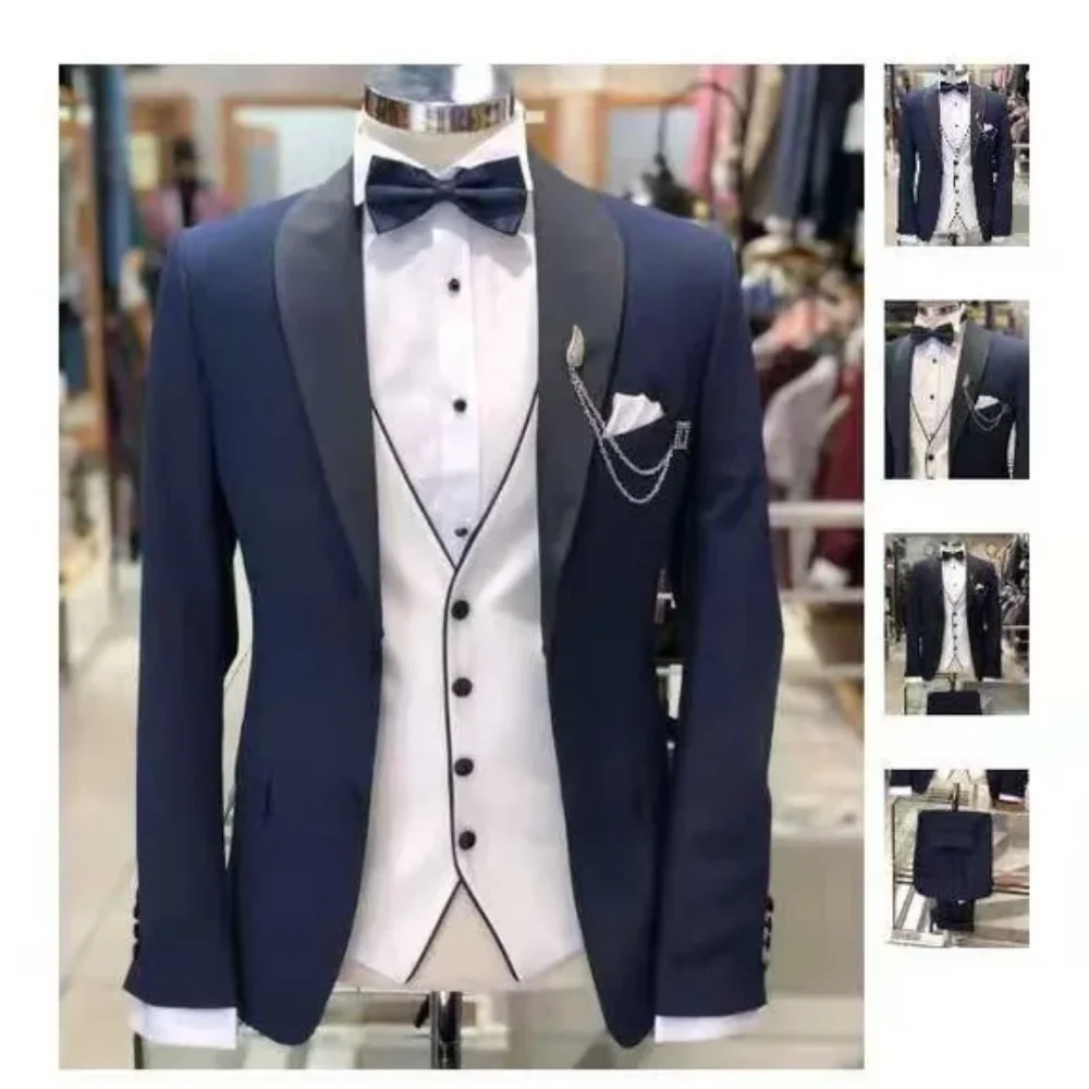 

Latest Coat Pant Designs Custom Made Men Suits 3 Pieces Wedding Groomsmen 2020 Tuxedos White Vest Men Wedding Suits With Pants