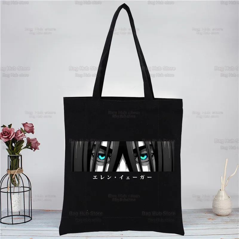 Attack on Titan Canvas Bags Shopper Shoulder Bag Women Designer Handbags Shopping Tote Casual Woman Grocery Customizable