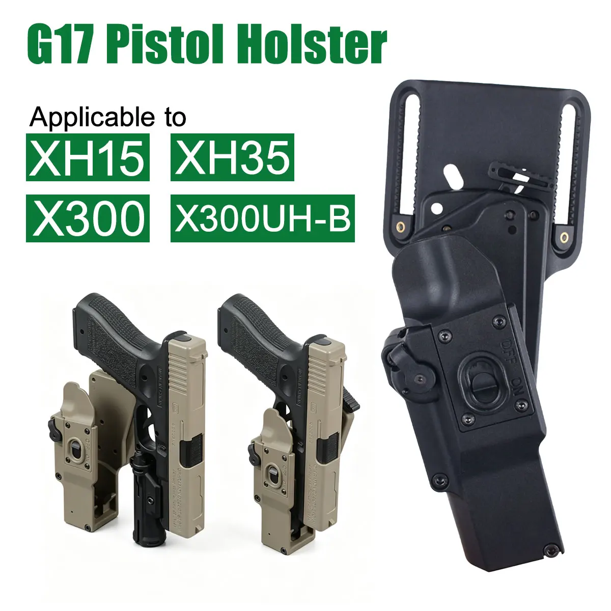 Universal Multifunctional Pistol holster for Glock Surefir XH15 XH35 X300UH-B Flashlight Adapter Tactical Softair Holsters