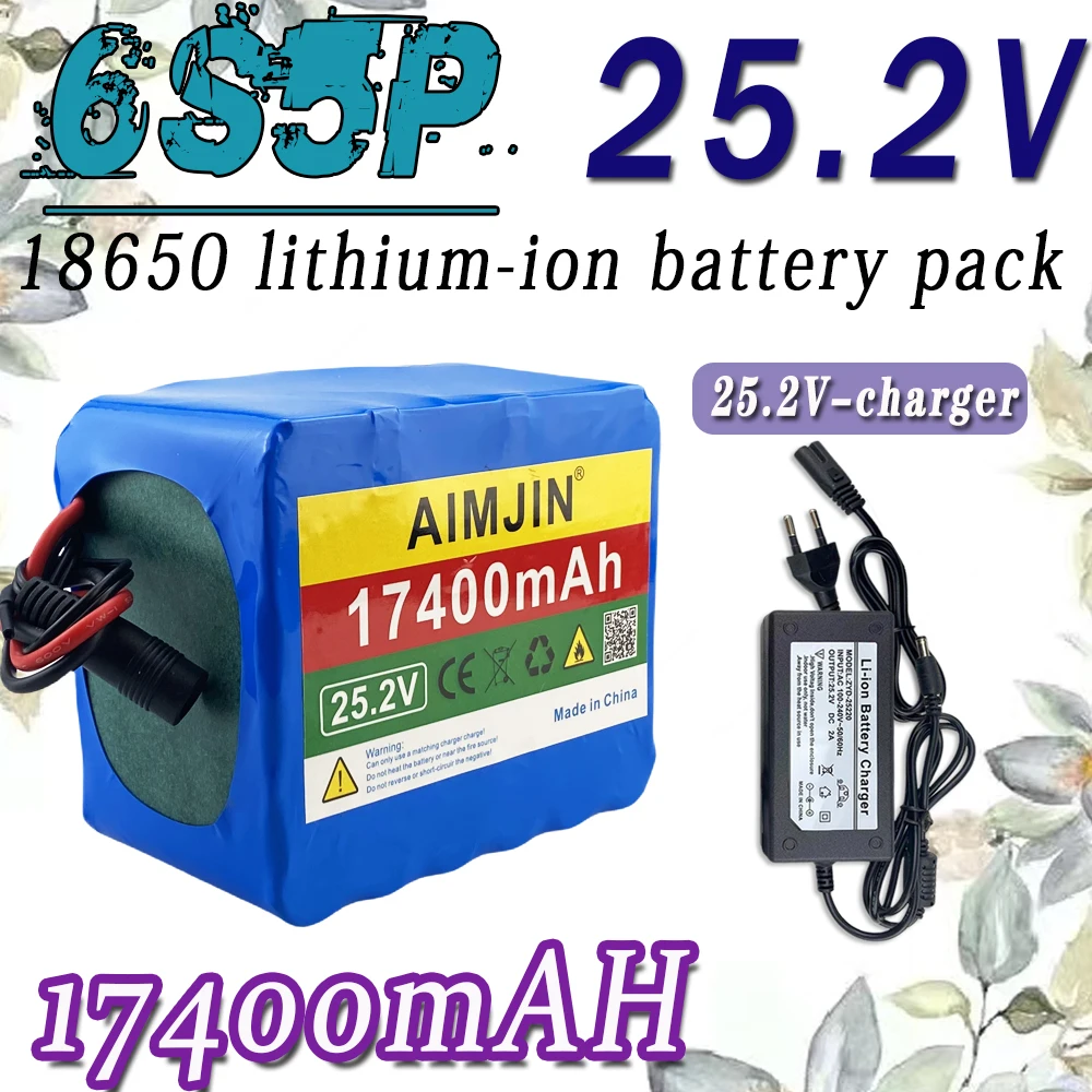 

New 24V 6S5P Battery Pack 18650 25.2V 17400mAh Rechargeable Lithium-ion+ 2A 25.2V Charger